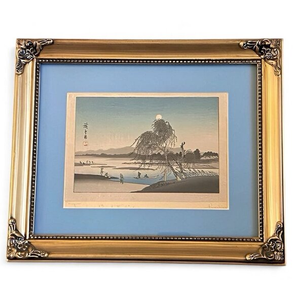 Shima Art Company Vintage Hiroshige Japanese 5x7 1930’s Woodblock Print - Picture 5 of 9